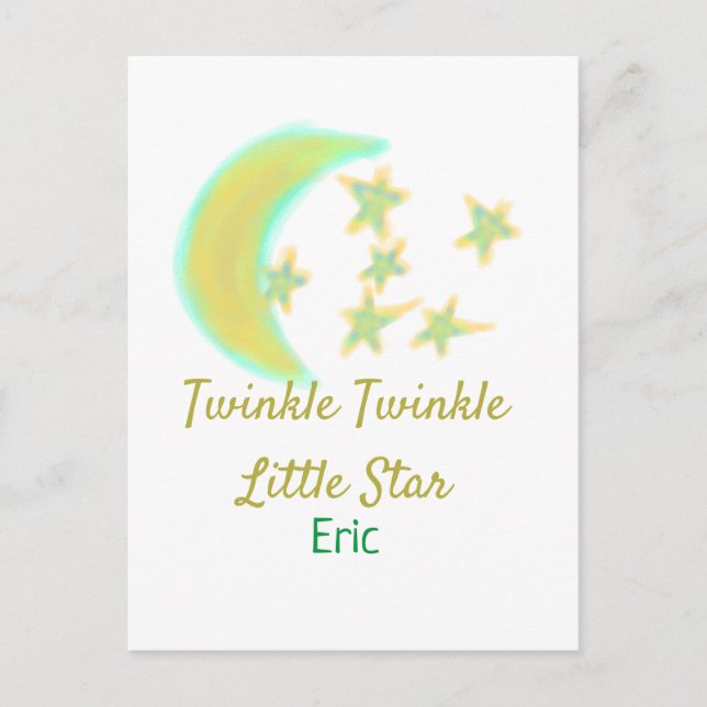 Carte Postale Jaune vert scintille Twinkle Little Star ajouter l (Devant)