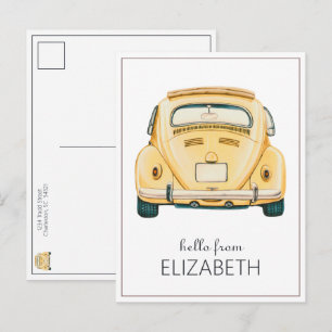 Carte Postale Jaune voiture personnelle vintage classique buggy