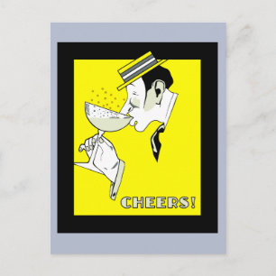 Carte Postale Jazz age déco Art Champagne Cheers Party