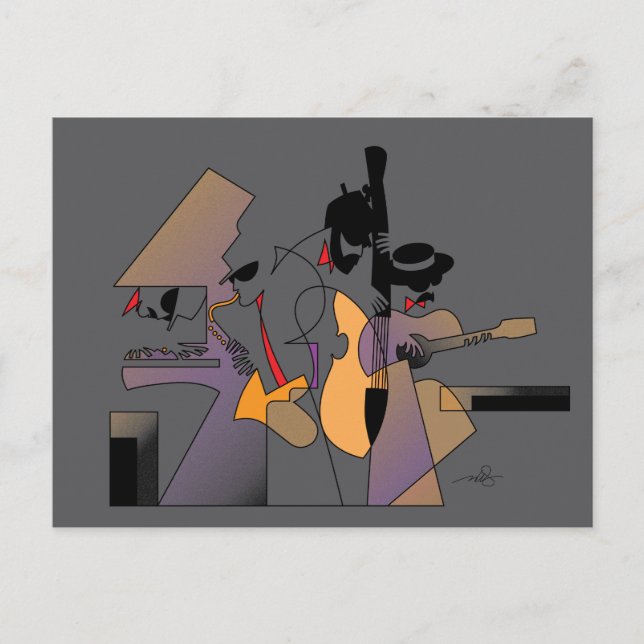 Carte Postale Jazz et nuits Art Abstrait (Devant)