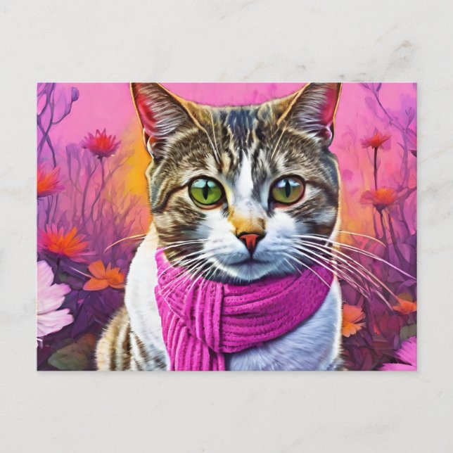 Carte Postale Jazzy Kitty au début du printemps (Devant)