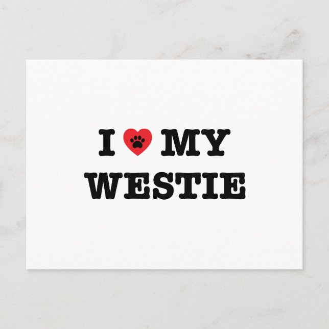 Carte Postale J'Coeur Mon Westie (Devant)
