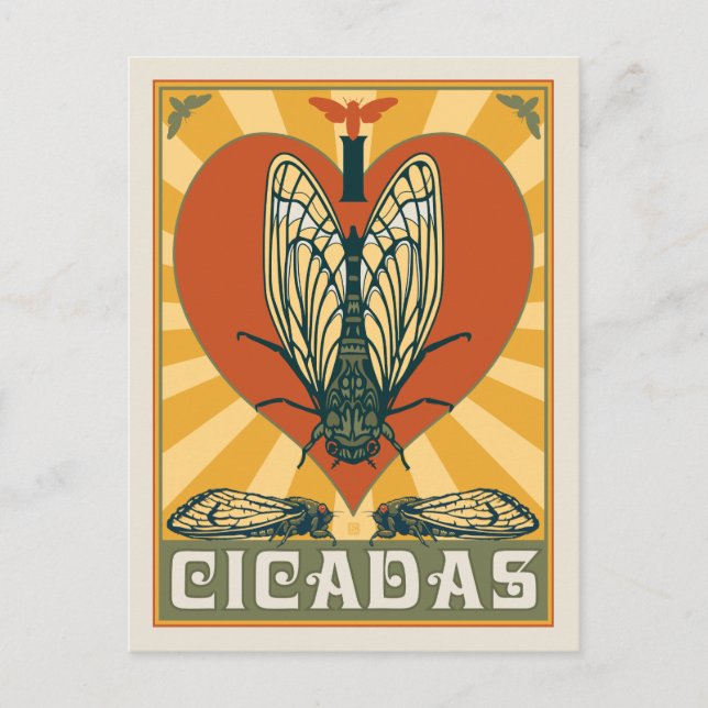 Carte Postale Je Coeur Cicadas (Devant)