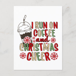 Carte Postale Je cours sur le café et la fête de Noël