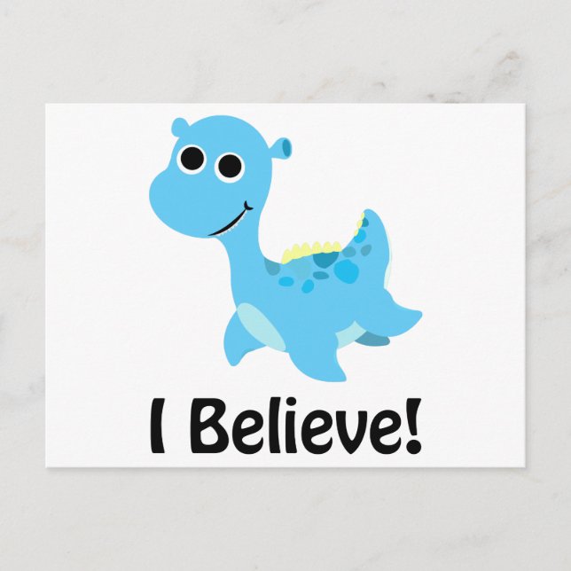 Carte Postale Je Crois ! Cute Blue Nessie (Devant)