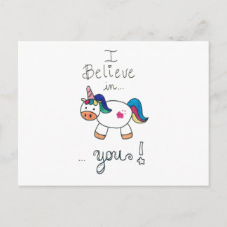 Carte Postale Je crois en VOUS ! Unicorne