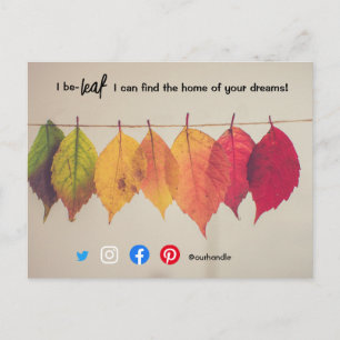 Carte Postale Je crois feuille automne agent immobilier marketin