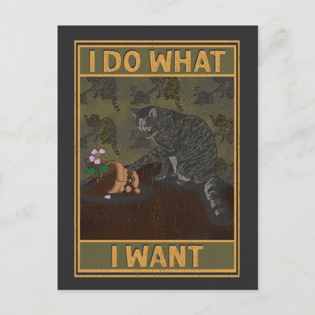 Carte Postale Je Fais Ce Que Je Veux | Chat drôle (Devant)