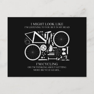 Carte Postale Je fais du vélo ou je pense à des cadeaux pour les