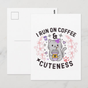 Carte Postale Je fonctionne au café et à la douceur, joli design