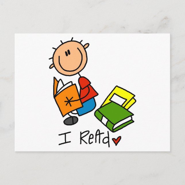 Carte Postale Je lis des t-shirts et des cadeaux (Devant)