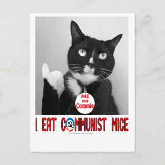 CARTE POSTALE JE MANGE LA MICE COMMUNISTE