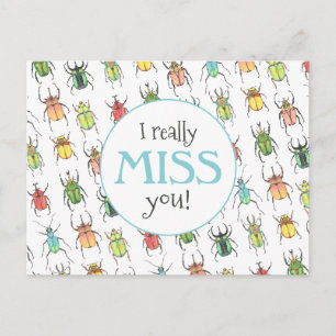 Carte Postale Je Manque You Logs Bugs Beetle Enseignant Motif