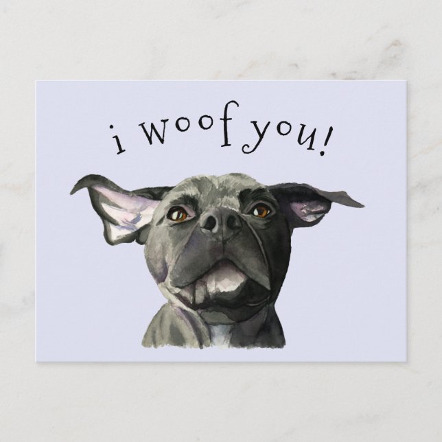 Carte Postale Je me maudit de toi mignon Pitbull Chien noir (Devant)
