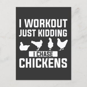 Carte Postale Je m'entraîne Je plaisante Je chasse les poulets