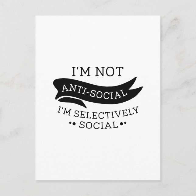 Carte Postale Je ne suis pas anti-social (Devant)