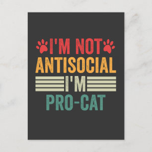 Carte Postale Je ne suis pas asocial, je suis pro-chat introvert