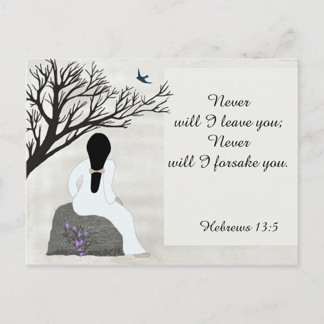 Carte Postale "Je ne te quitterai jamais", Bible Verse (Devant)