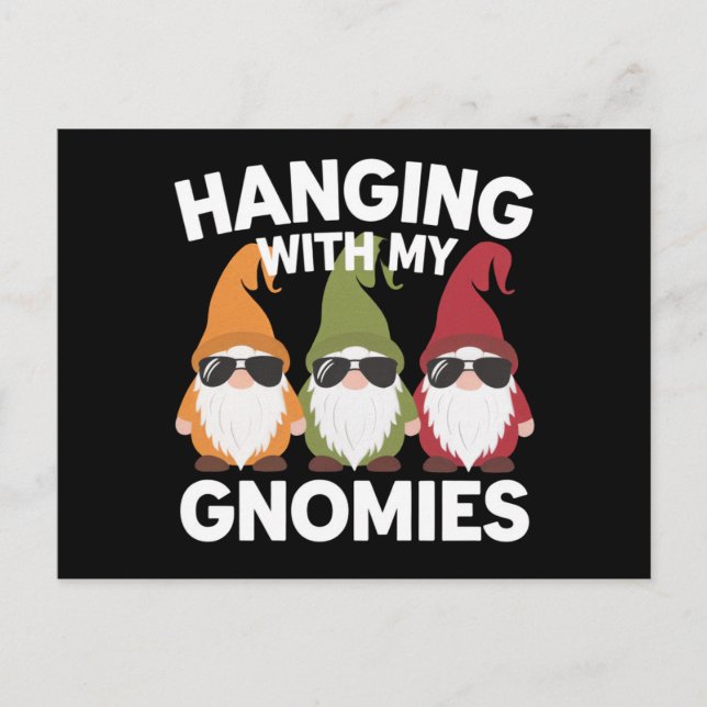 Carte Postale Je Passe Avec Mes Gnomies Drôle Gnome De Jardin (Devant)