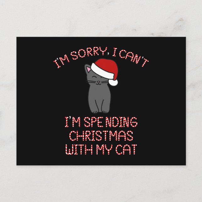 Carte Postale Je passe Noël avec mon chat drôle (Devant)