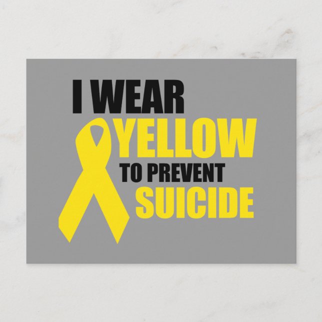 Carte Postale Je porte du jaune pour prévenir le suicide (Devant)