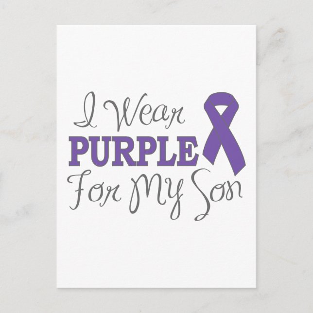 Carte Postale Je Porte Du Violet Pour Mon Fils (Ruban Violet) (Devant)