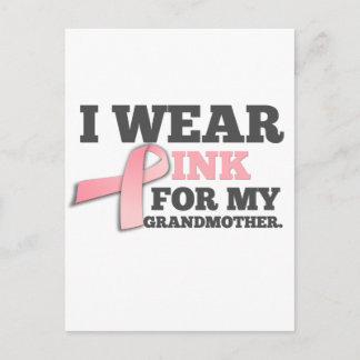 Carte Postale JE PORTE UNE ROSE POUR MA GRAND-MÈRE Cancer du sei