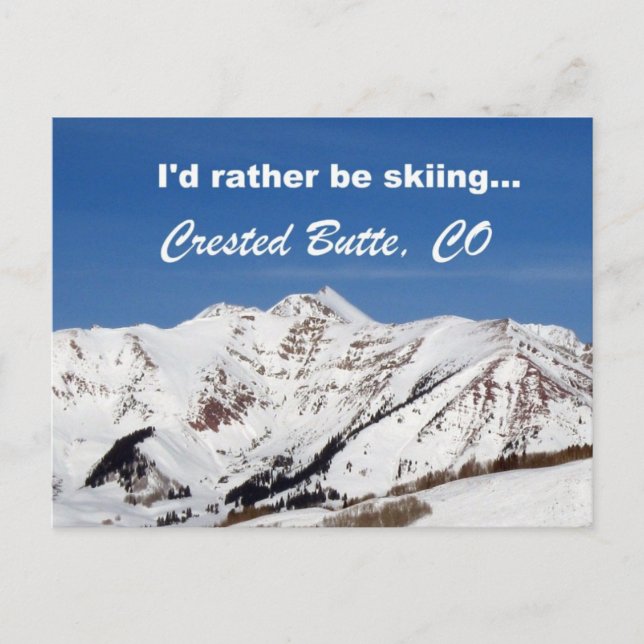 Carte Postale Je préfère skier, Crested Butte, CO (Devant)