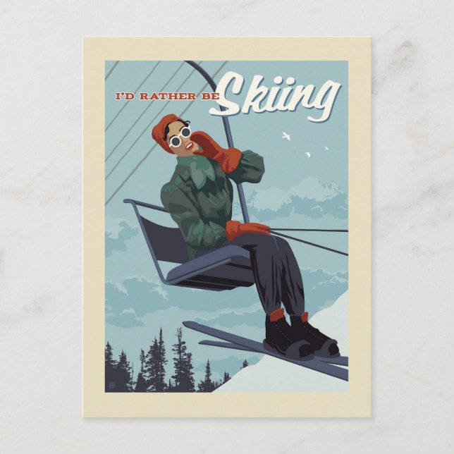 Carte Postale Je préfère skier Imprimer (Devant)