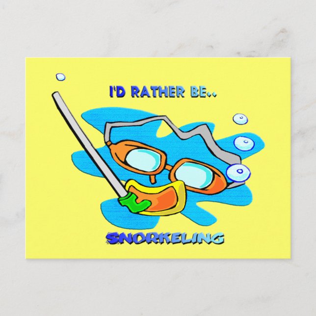 Carte Postale Je préférerais être Snorkeling (Devant)