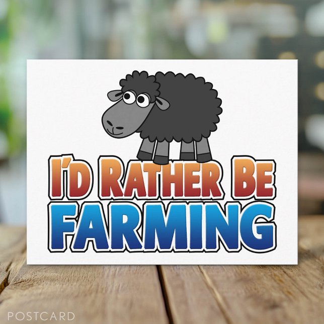 Carte Postale Je préférerais faire de l'agriculture ! Mouton noi (Custom Postcard)