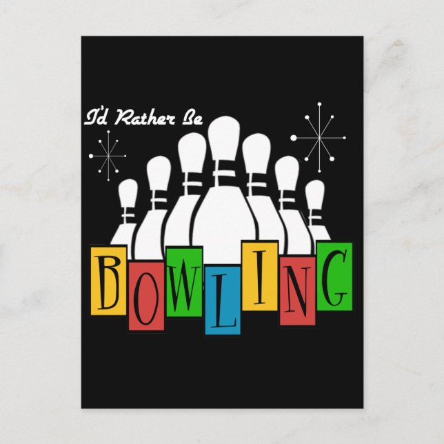 Carte Postale Je Préférerais Faire Du Bowling (Devant)