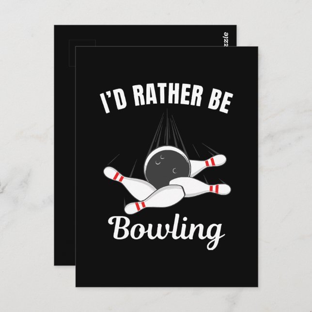 Carte Postale Je préférerais faire du bowling (Devant / Derrière)