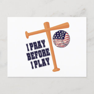 Carte Postale Je prie avant de jouer à Basebal Game