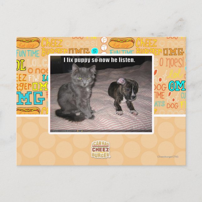 Carte Postale Je répare le chiot (Devant)