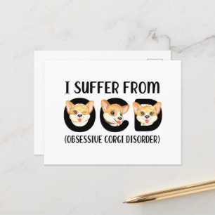 Carte Postale Je Souffre De L'OCD Obsessionnel Corgi Troubles An