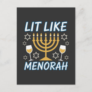 Carte Postale Je suis allumé comme Menorah Hanukkah Menorah juiv