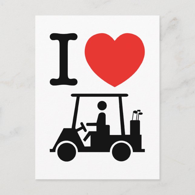 Carte Postale Je suis amoureux (J'aime) chariot de golf (Devant)