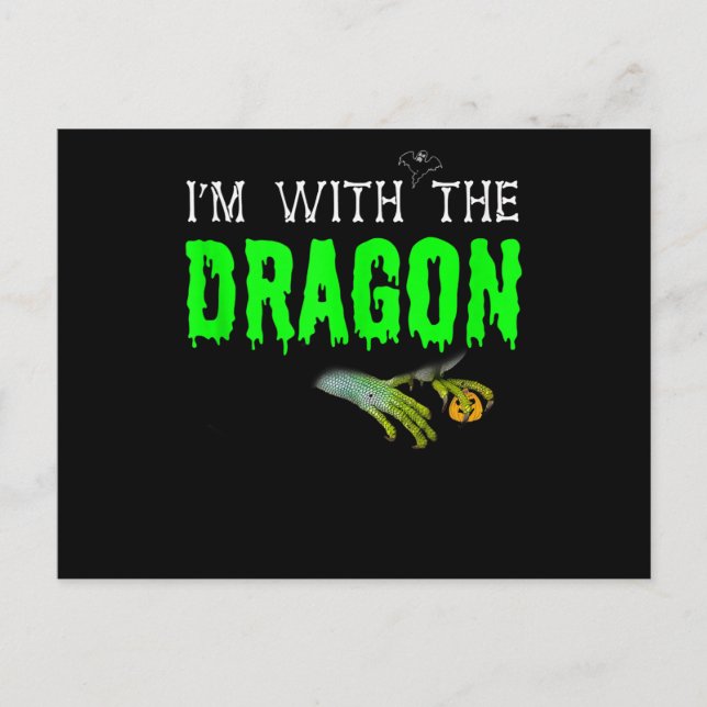 Carte Postale Je suis avec le dragon drôle couple Halloween cosp (Devant)