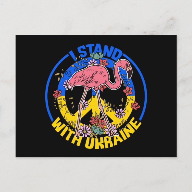 Carte Postale Je Suis Avec L'Ukraine Flamant rose Floral (Devant)
