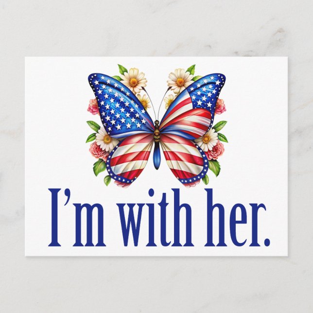 Carte Postale Je suis avec son mignon papillon Kamala Harris (Devant)
