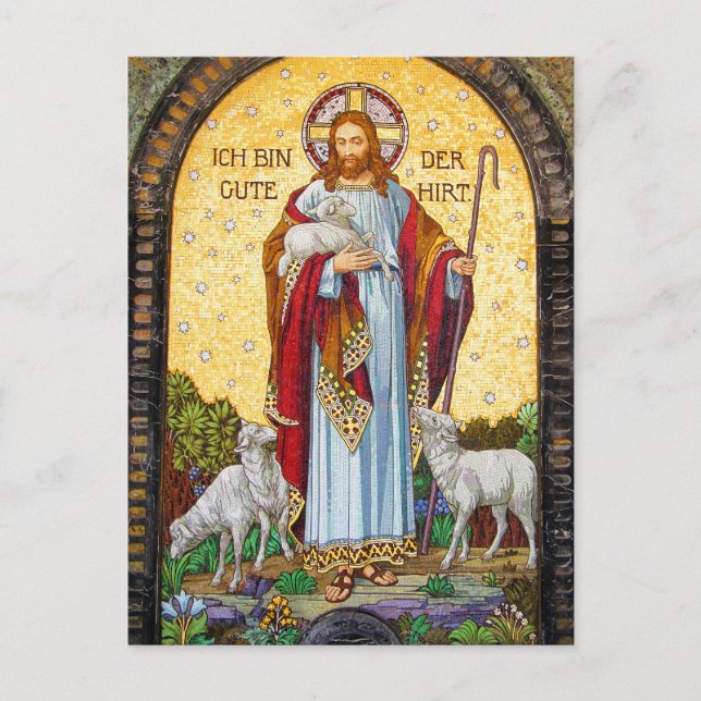 Carte Postale "JE SUIS LE BON SHEPHERD" Jean 10:11 Art Mosaïque (Devant)