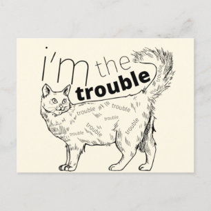 Carte Postale Je suis le problème drôle chat - minimum noir & cr