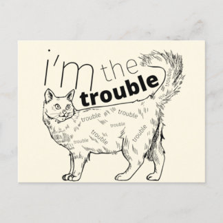 Carte Postale Je suis le problème drôle chat - minimum noir & cr