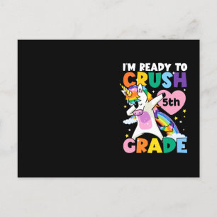 Carte Postale Je suis prêt à écraser 4e année Unicorne Coeur 1er