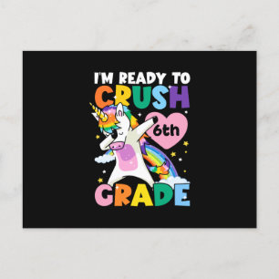 Carte Postale Je suis prêt à écraser le Coeur Unicorne 6e année 