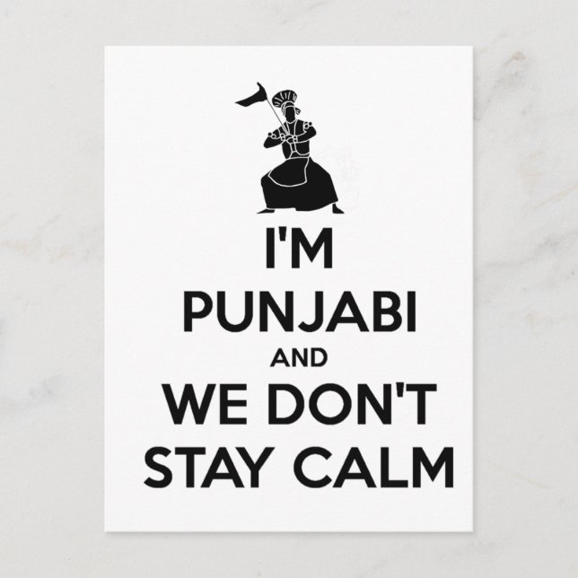 Carte Postale Je suis Punjabi et nous ne gardons pas le calme (Devant)
