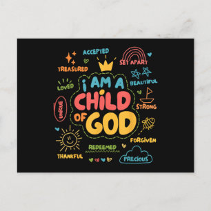 Carte Postale Je suis un Enfant de Dieu Rétro chrétien Jésus Foi