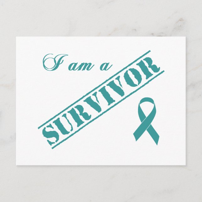 Carte Postale Je suis un survivant - Ruban Turquoise (Devant)