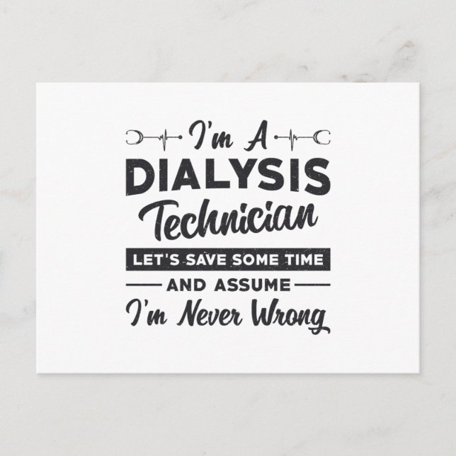Carte Postale Je suis un technicien en dialyse Infirmière Néphro (Devant)